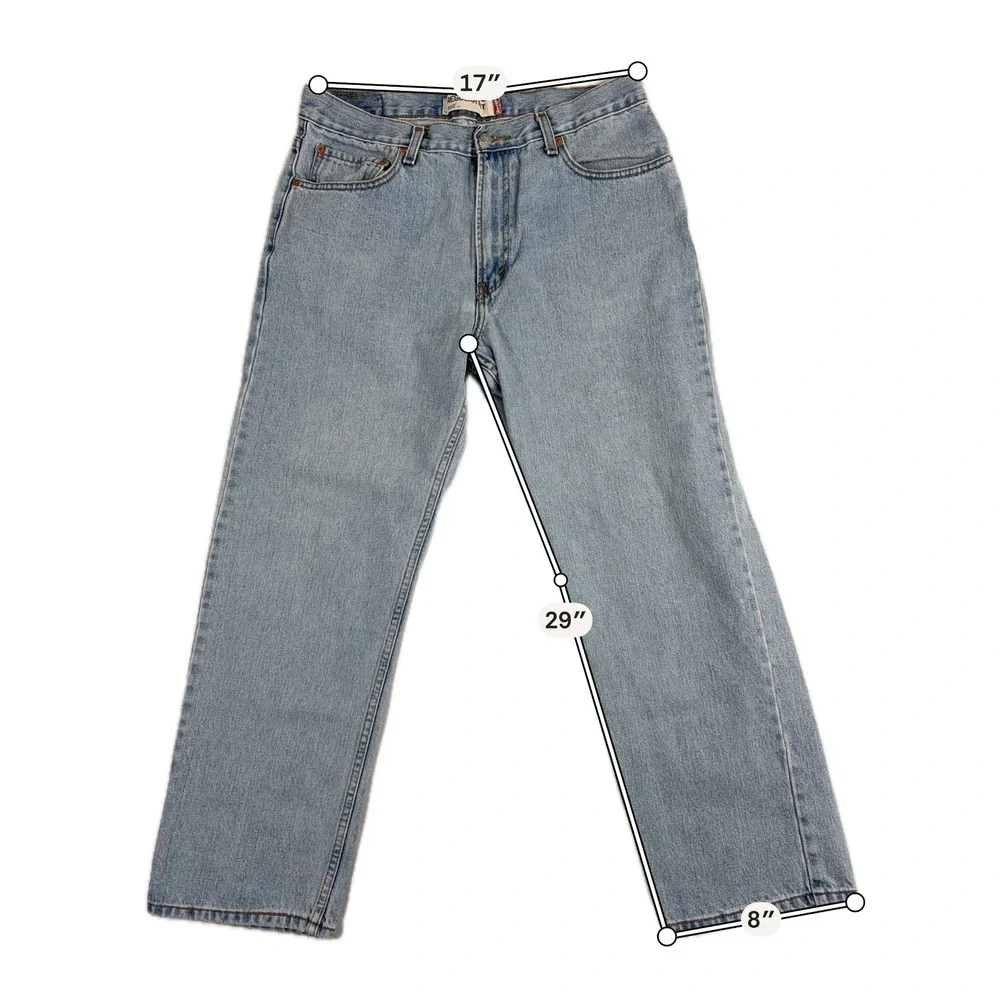 Levi's 505 Regular Fit Jeans Light Wash Denim Straight Leg Mens 36x30
